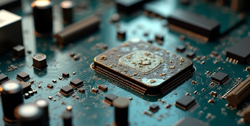 Placa-mãe com processador danificado