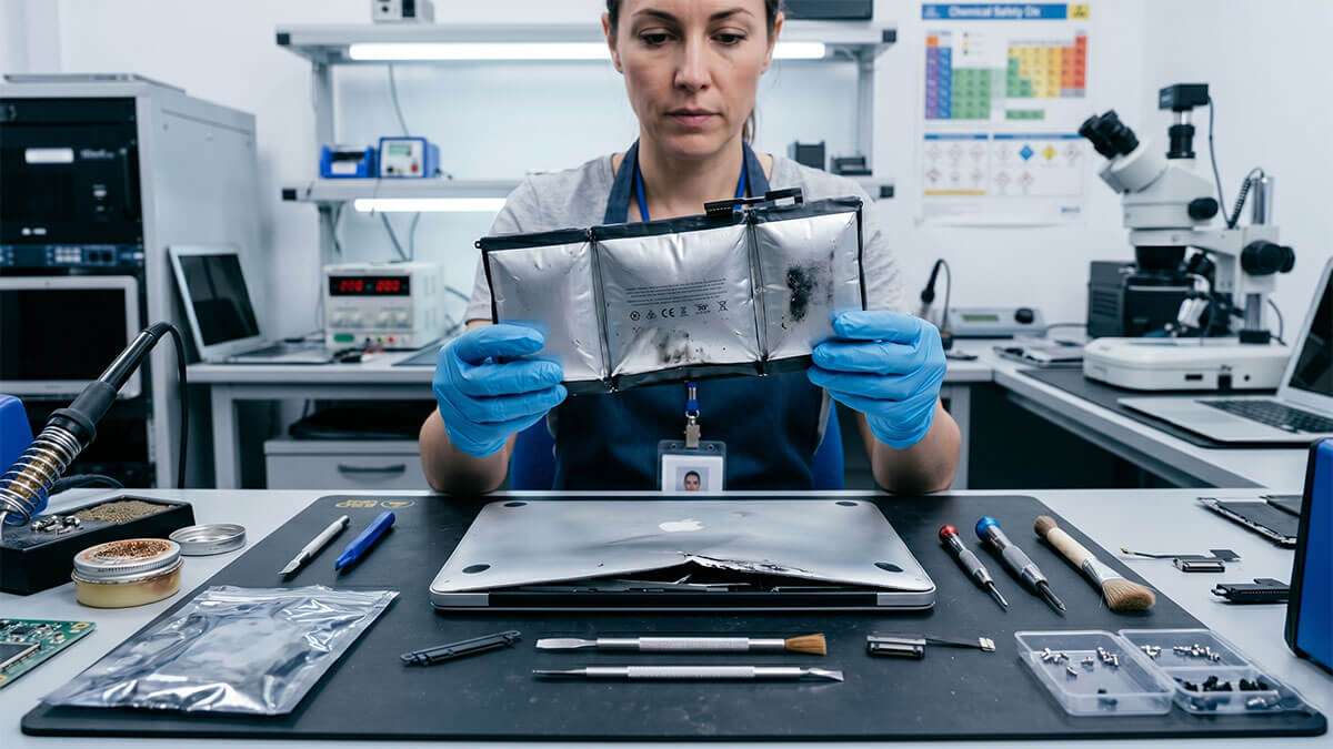 Assistência tecnica MJ solucoes bateria do MacBook inchando